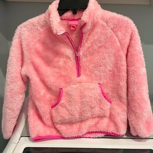 Lily Pulitzer Girls pink Sherpa pullover. Size large 8-10.  Ran small